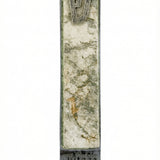 Elegant handmade green marble mezuzah made of pewter with enamel, designed for doorposts, showcasing Hebrew inscriptions and intricate details.