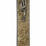 High-resolution image of a natural marble mezuzah made of pewter, hand painted with enamel, showcasing detailed craftsmanship and design.