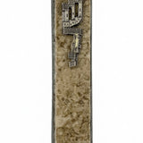 High-resolution image of a natural marble mezuzah made of pewter, hand painted with enamel, showcasing detailed craftsmanship and design.