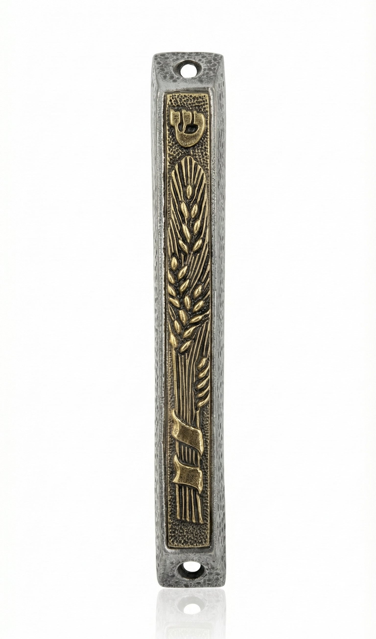 Detailed Noah Mezuzah made of pewter, hand painted with enamel, designed for home doorways to bring blessings, includes options for scrolls.
