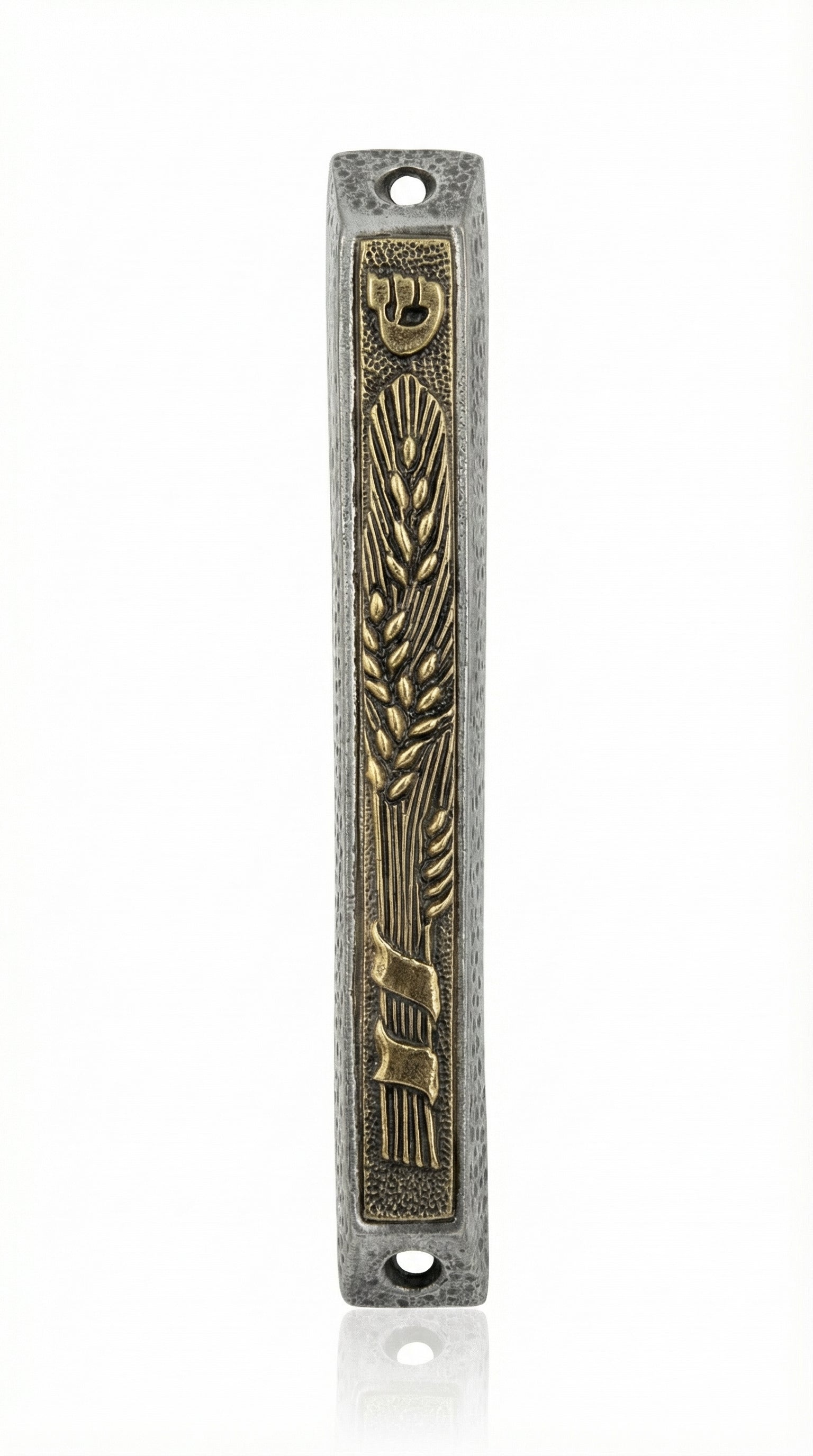 Detailed Noah Mezuzah made of pewter, hand painted with enamel, designed for home doorways to bring blessings, includes options for scrolls.