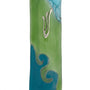Elegant Ocean Glass Mezuzah made in USA, 4.5 inches tall, with Hebrew engraved details, set against a clean white background with soft reflection.