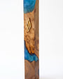 Handcrafted ocean olive wood and blue resin mezuzah case made in Israel for a 6-inch kosher scroll