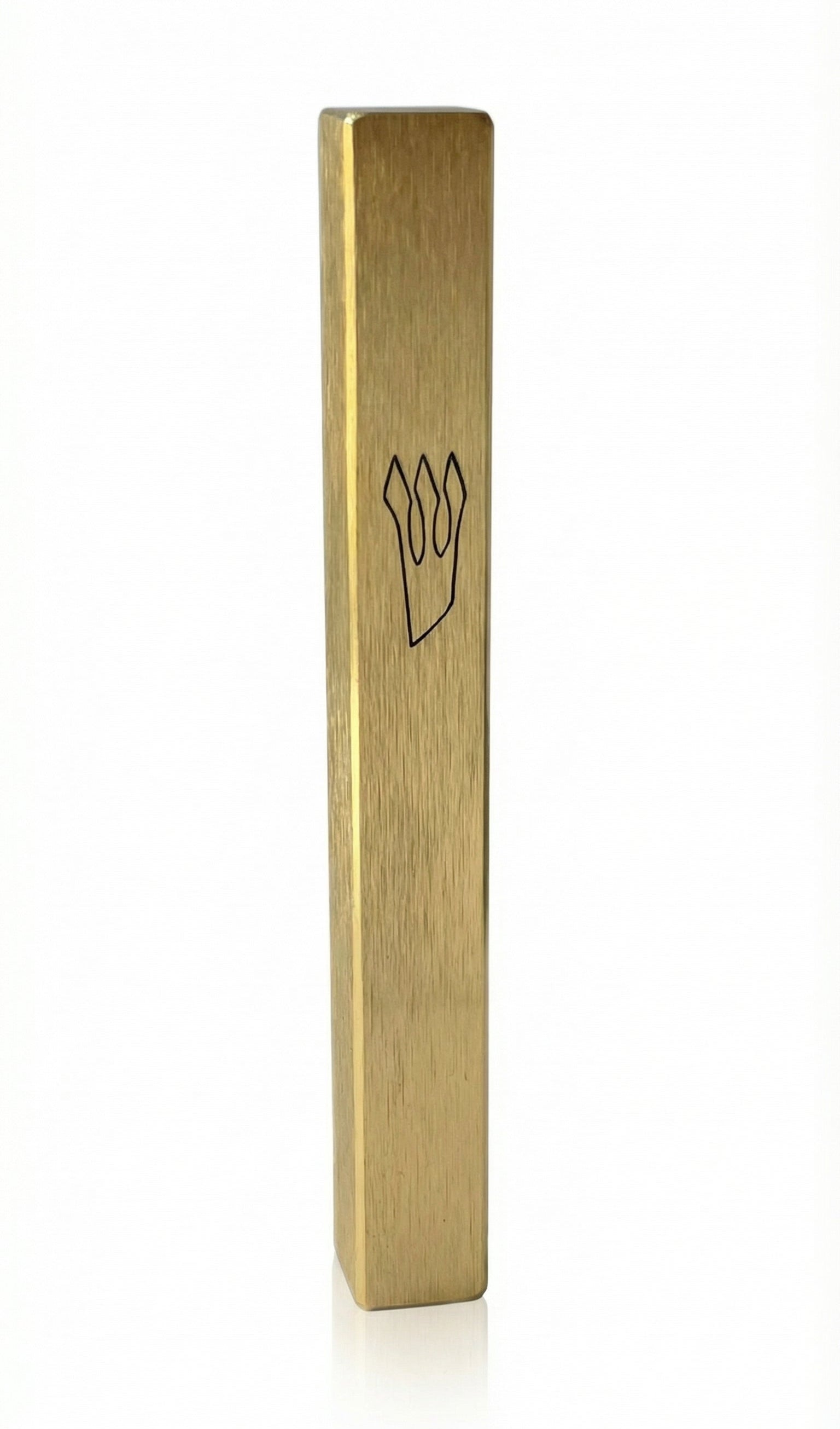 High-quality outdoor brass mezuzah with detailed engraving and Hebrew letters, designed for durable outdoor door application.