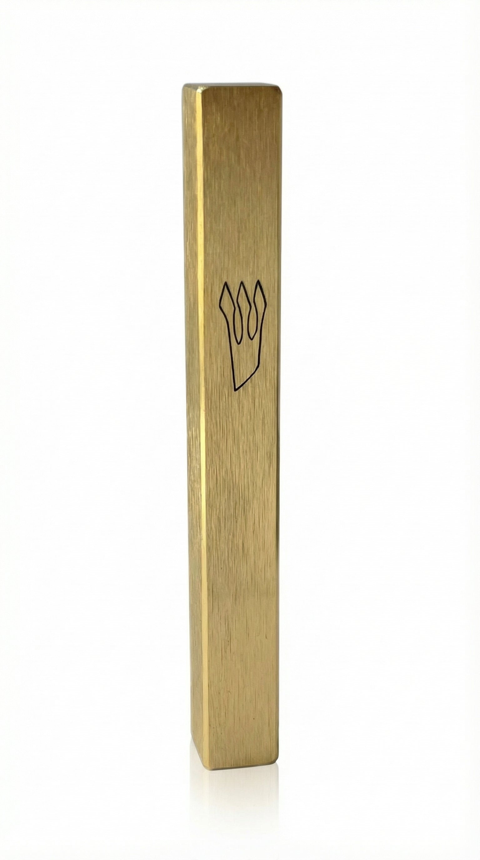 High-quality outdoor brass mezuzah with detailed engraving and Hebrew letters, designed for durable outdoor door application.