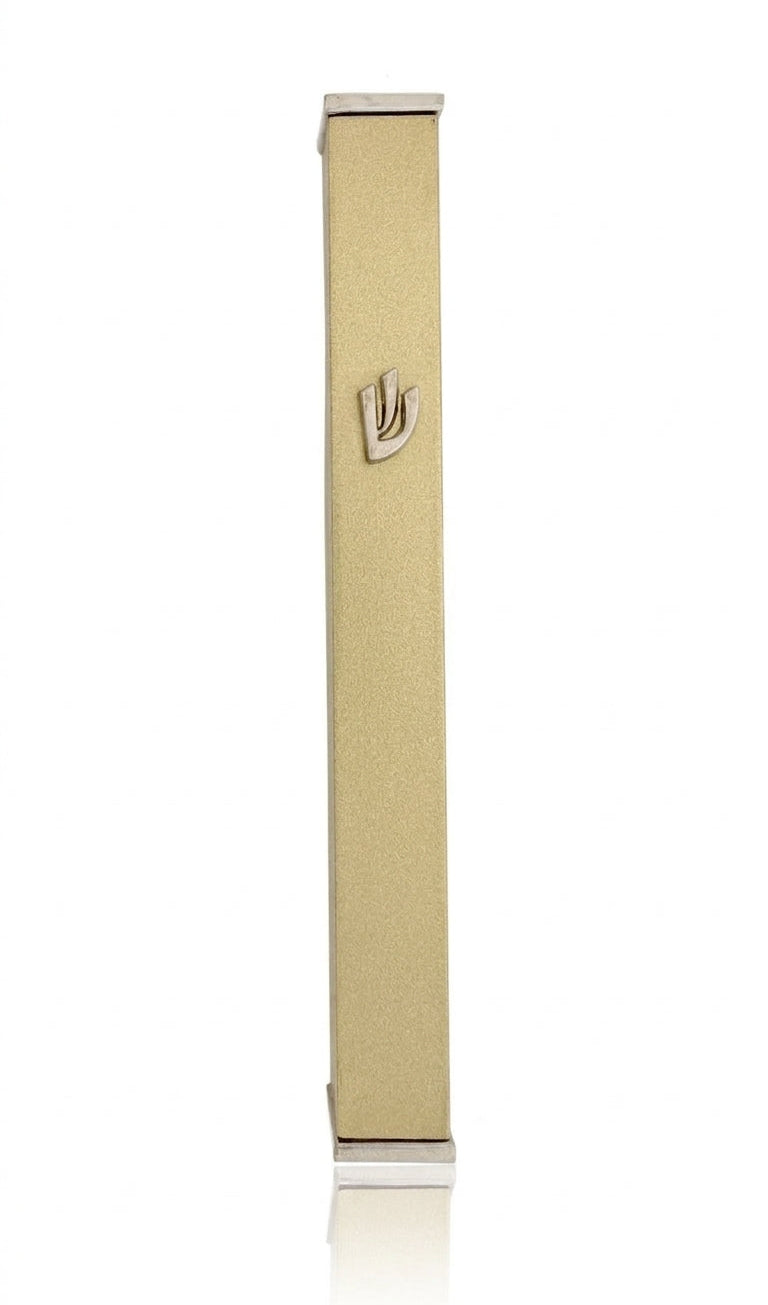 Outdoor brass mezuzah with screw cap for outdoor use, made in Israel, mounted with strong tape, suitable for home doors.