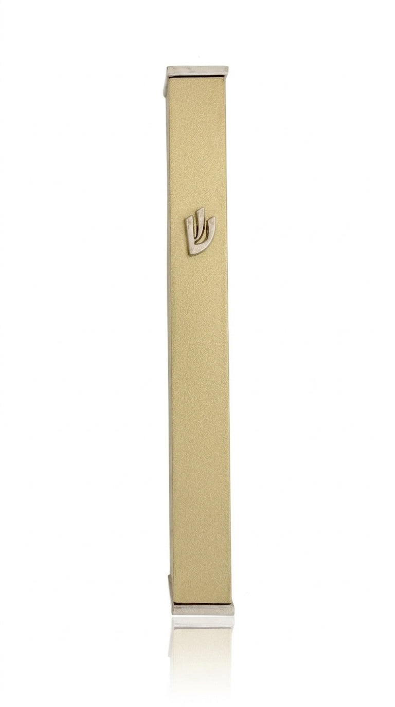Outdoor brass mezuzah with screw cap for outdoor use, made in Israel, mounted with strong tape, suitable for home doors.