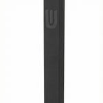 Black outdoor metal mezuzah with screw-in cap, designed for weather resistance and easy attachment, suitable for home doorways.