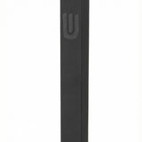 Black outdoor metal mezuzah with screw-in cap, designed for weather resistance and easy attachment, suitable for home doorways.