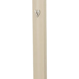 High-resolution image of a sleek beige outdoor Mezuzah made of aluminum, with precise engraved Hebrew letters and a screw cap for outdoor use.