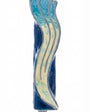 Delicate pastel blue wavey Shin Mezuzah with enamel finish, perfect for adding artistic blessing to home doors, with clear details and glossy surface.