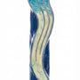 Delicate pastel blue wavey Shin Mezuzah with enamel finish, perfect for adding artistic blessing to home doors, with clear details and glossy surface.