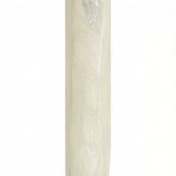 Elegant pearl-colored aluminum mezuzah in Israel style, with detailed Hebrew inscriptions and decorative motifs, on a white background with subtle reflection.
