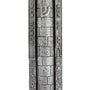 Large pewter Mezuzah with Jerusalem cityscape border, decorative stones, and ancient sky glimmer, designed for a prominent entrance.