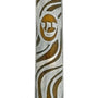Pewter finish pewter Wave Mezuzah in petite size with Hebrew engravings, mounted on a white background with soft reflection.