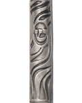 Petite pewter Wave Mezuzah with Hebrew lettering, crafted in Israel, designed for doorways, includes mounting options and optional scroll.