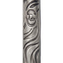 Petite pewter Wave Mezuzah with Hebrew lettering, crafted in Israel, designed for doorways, includes mounting options and optional scroll.