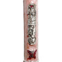 Pink castle-shaped mezuzah with sparkling pink butterfly charm, Hebrew lettering, and enamel paint, designed for princess-themed home decor.