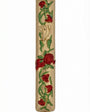 Gold pomegranate-shaped mezuzah made of pewter, displayed on a bright white background with a subtle reflection, crafted with fine details.
