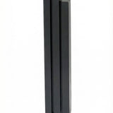 Black aluminum Pyramid Mezuzah with Hebrew engravings, designed for home doors, includes strong mounting tape, no scroll.