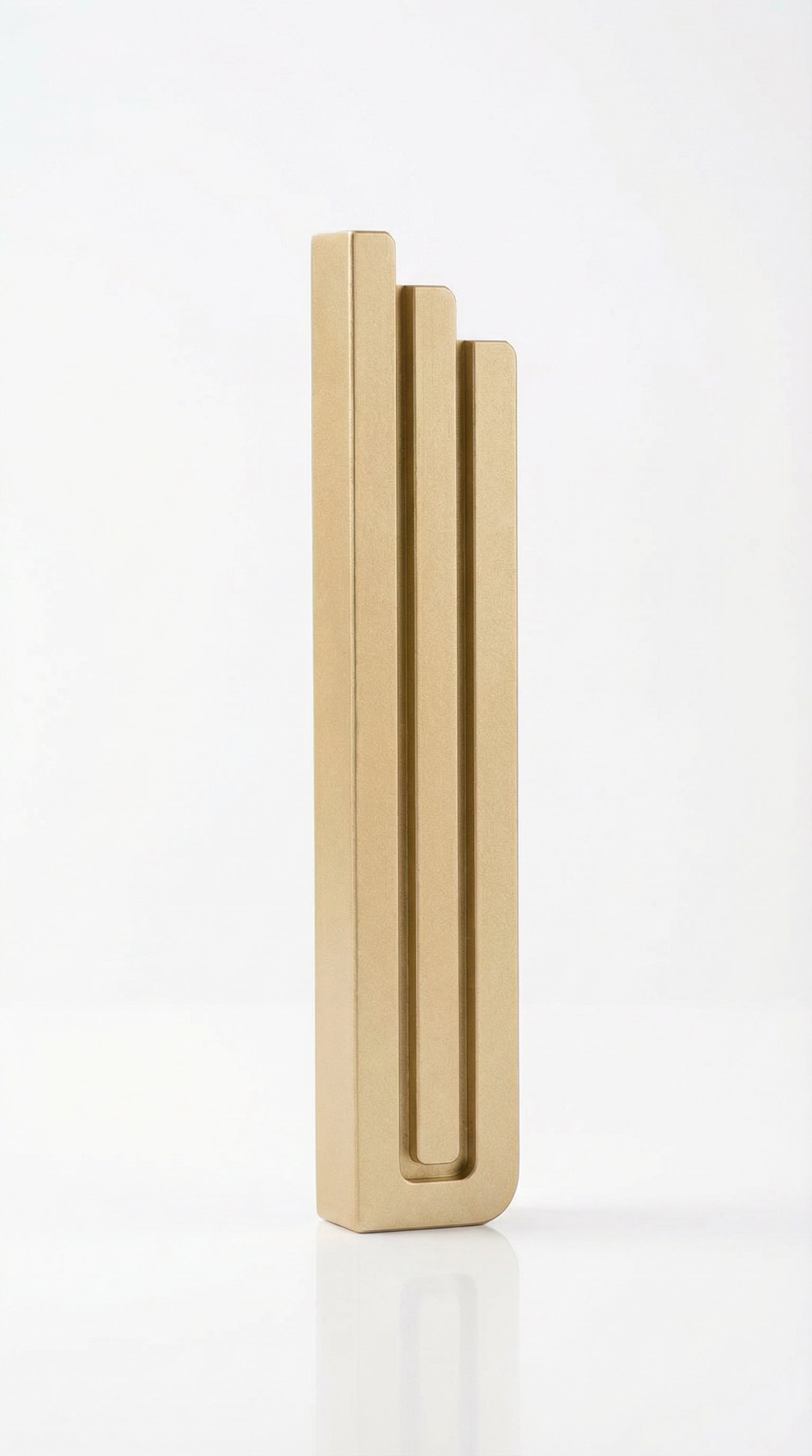Upscale gold aluminum Pyramid Mezuzah cover in modern sleek design