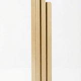 Upscale gold aluminum Pyramid Mezuzah with Hebrew inscriptions, detailed engravings, and polished surface, on a white studio background.