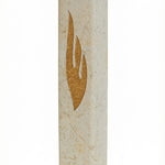 Elegant Jerusalem stone Mezuzah inspired by Queen Helena of Adiabene with golden details, crafted in Israel with natural stone variations.