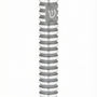 Elegant round gray aluminum mezuzah case with grooved design, suitable for outdoor use, featuring a screw cap and strong mounting tape for home doors