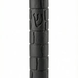 Cement mezuzah measuring 6 inches tall with Hebrew inscriptions, designed for affixing on homes with strong mounting tape, includes optional scroll.