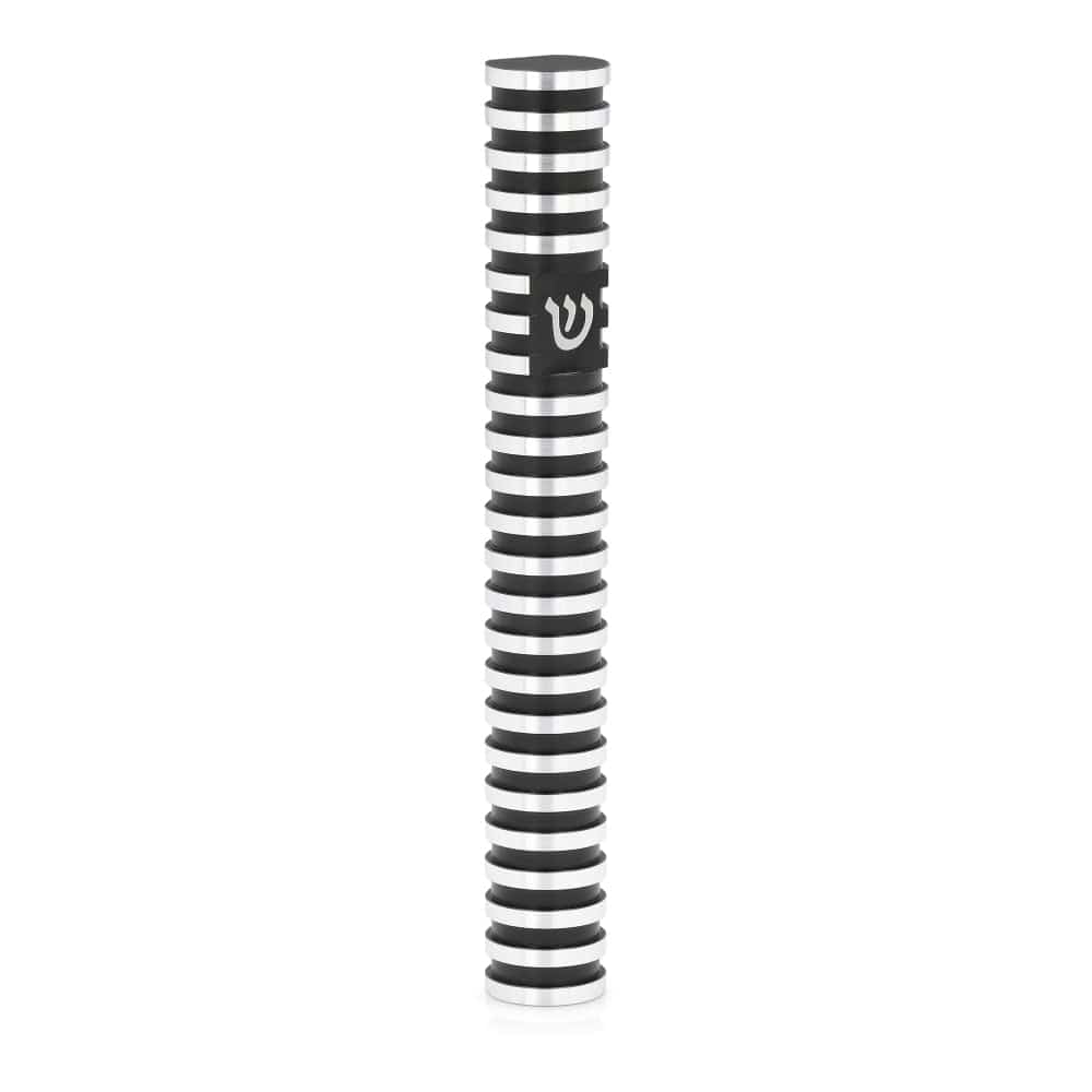 Round Mezuzah Case - Grooved black