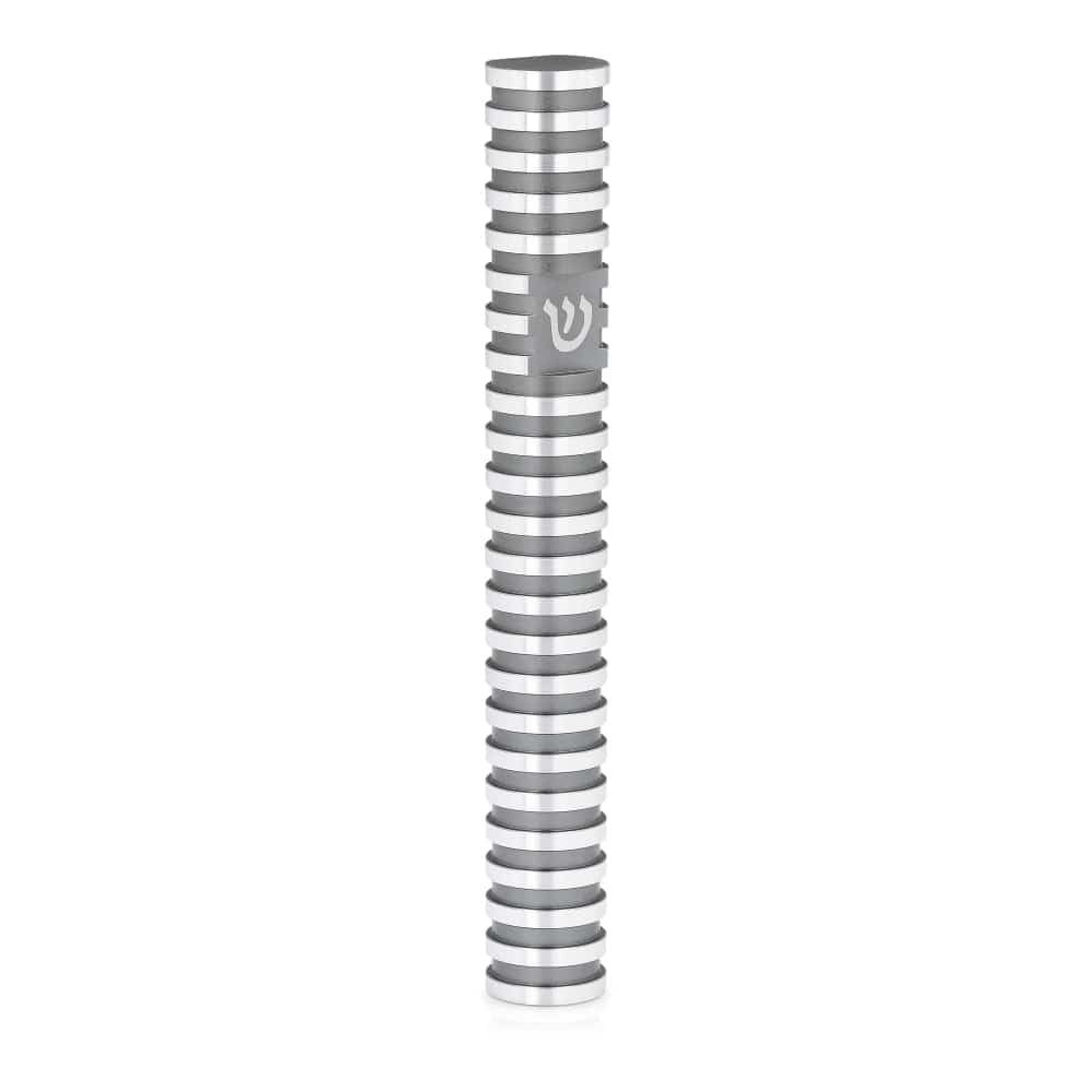 Round Mezuzah Case - Grooved gray
