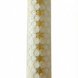 Handcrafted Jerusalem stone mezuzah with Star of David, detailed surface with texture variations, in a bright studio setting with light reflection.