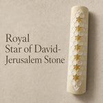 Premium Jerusalem stone mezuzah displayed on a clean background with soft shadow and neutral tones