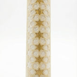 Handcrafted Jerusalem stone Mezuzah with Star of David symbol, detailed surface with natural textures, in a bright studio setting with soft reflection.