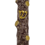 Elegant gold and light brown lacquered pewter mezuzah with seasonal design, suitable for cabins or summer homes, measuring 6 1/4 inches tall.