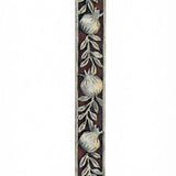 Large hand-crafted mahogany and pewter pomegranate mezuzah, 10 1/4 inches tall, with detailed Hebrew engraving and decorative motifs.