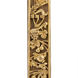 Rustic gold mezuzah made of wood and pewter with detailed Hebrew engravings, designed for home doorpost decoration.