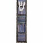 Pewter mezuzah with a rich palette, six sequins frame, detailed Hebrew engravings, and a sleek design for home blessing.