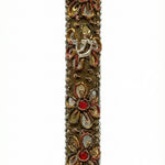 Handmade Israeli Mezuzah decorated with colorful sequins and stones, with detailed craftsmanship and double-sided tape for easy mounting.