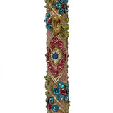 Handmade Israeli Mezuzah decorated with colorful sequins and stones, with precise details and a clean white background for elegant presentation.