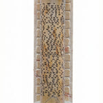 High-resolution image of a Shema Stone Mezuzah case with laser-engraved Shema prayer, mounted on Jerusalem Stone with glass cap, on a white studio surface.