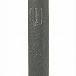 Upscaled Sholem Mezuzah made of cement from Israel, 6 inches tall, with detailed Hebrew engravings and decorative motifs, on a white studio background.