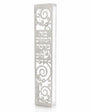 Blessings of Peace Silver Acrylic Mezuzah with Hebrew blessing cutout, silver scrollwork, clear acrylic body and crystal accents