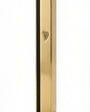 High-quality gold and black aluminum mezuzah with screw cap, designed for outdoor use, includes strong mounting tape, made in Israel.