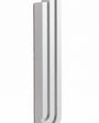 Nova Silver Cascade aluminum mezuzah case on a white background with three rising architectural bars, recessed channels, and a curved stepped base