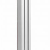 Nova Silver Cascade aluminum mezuzah case on a white background with three rising architectural bars, recessed channels, and a curved stepped base