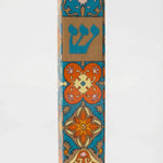 Elegant ceramic Spain Mezuzah with Hebrew inscriptions, 6.5 inches tall, designed for home blessing, includes optional kosher scroll.