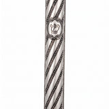 Stainless steel Ornaments Mezuzah case made in Israel for 4 to 6 inch kosher scrolls with mounting holes.