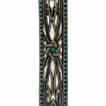 Detailed Star of David blue pewter mezuzah with Hebrew inscriptions and decorative motifs, displayed on a white studio background with a soft reflection.