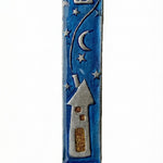 High-resolution image of an elegant pewter mezuzah case with intricate details, set against a white studio background emphasizing craftsmanship and design.
